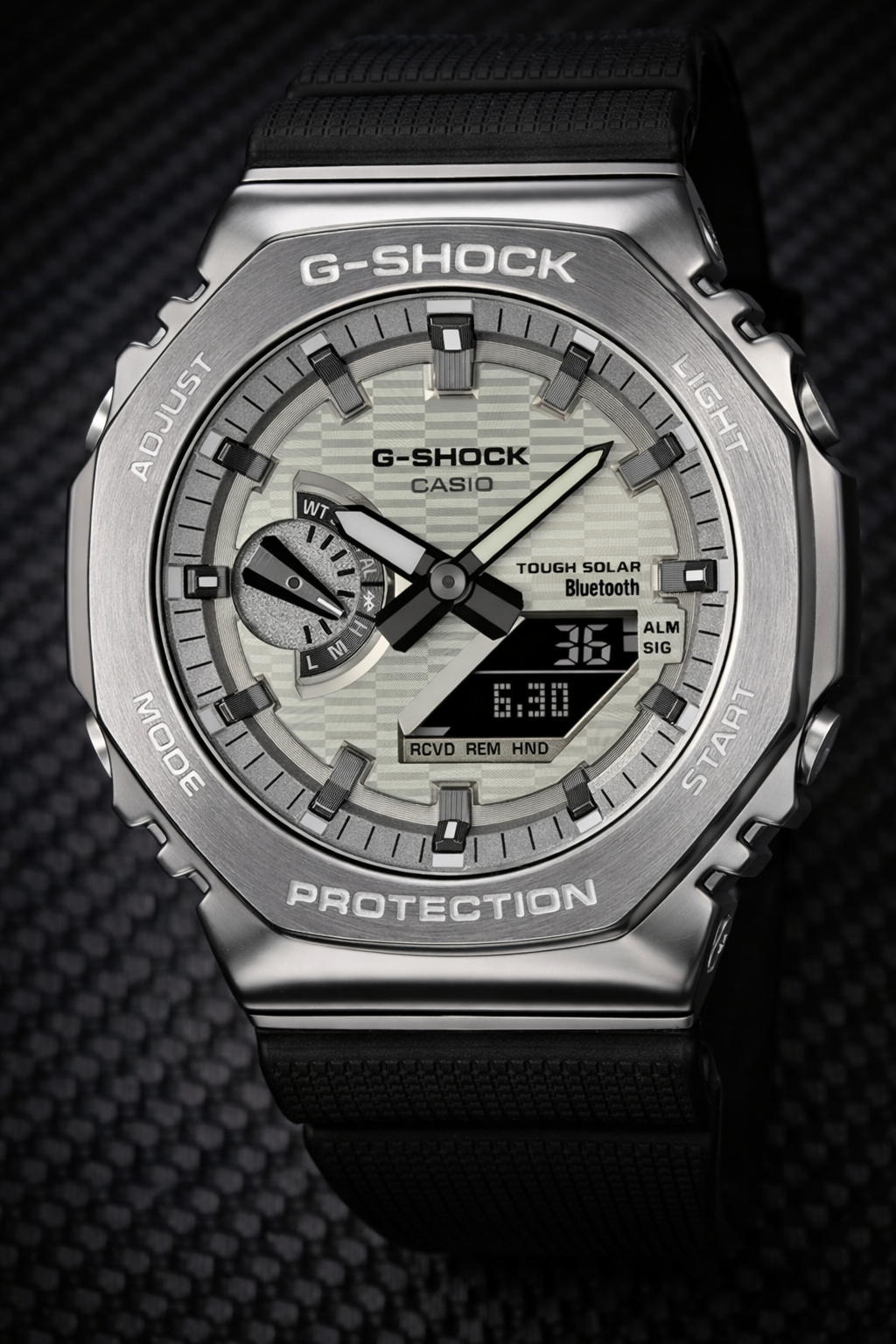 Aurevon G-Shock Tough Solar Bluetooth Analog-Digital Watch with Stainless Steel Case