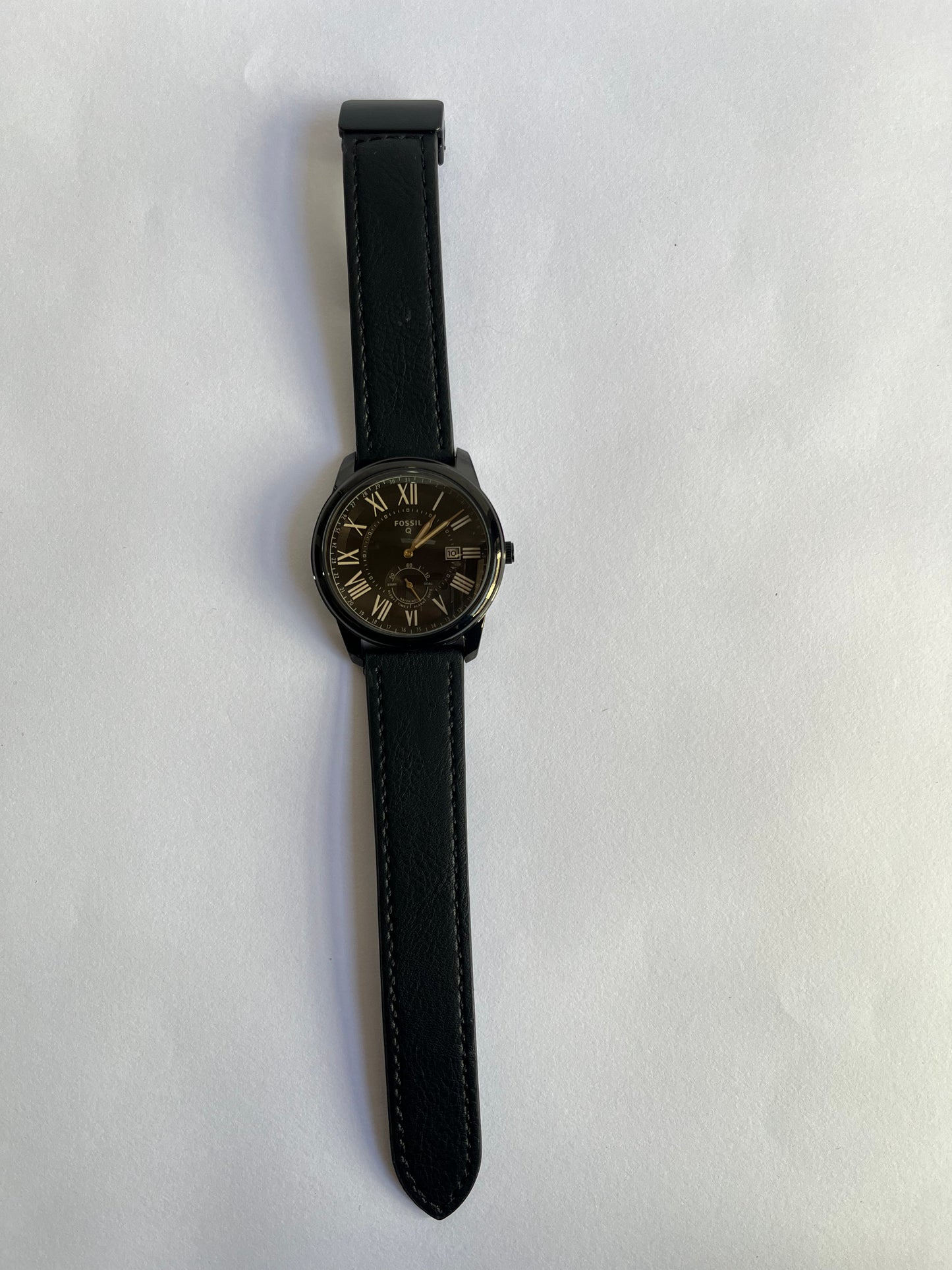 Aurevon Classic Black Roman Dial Leather Strap Watch for Men