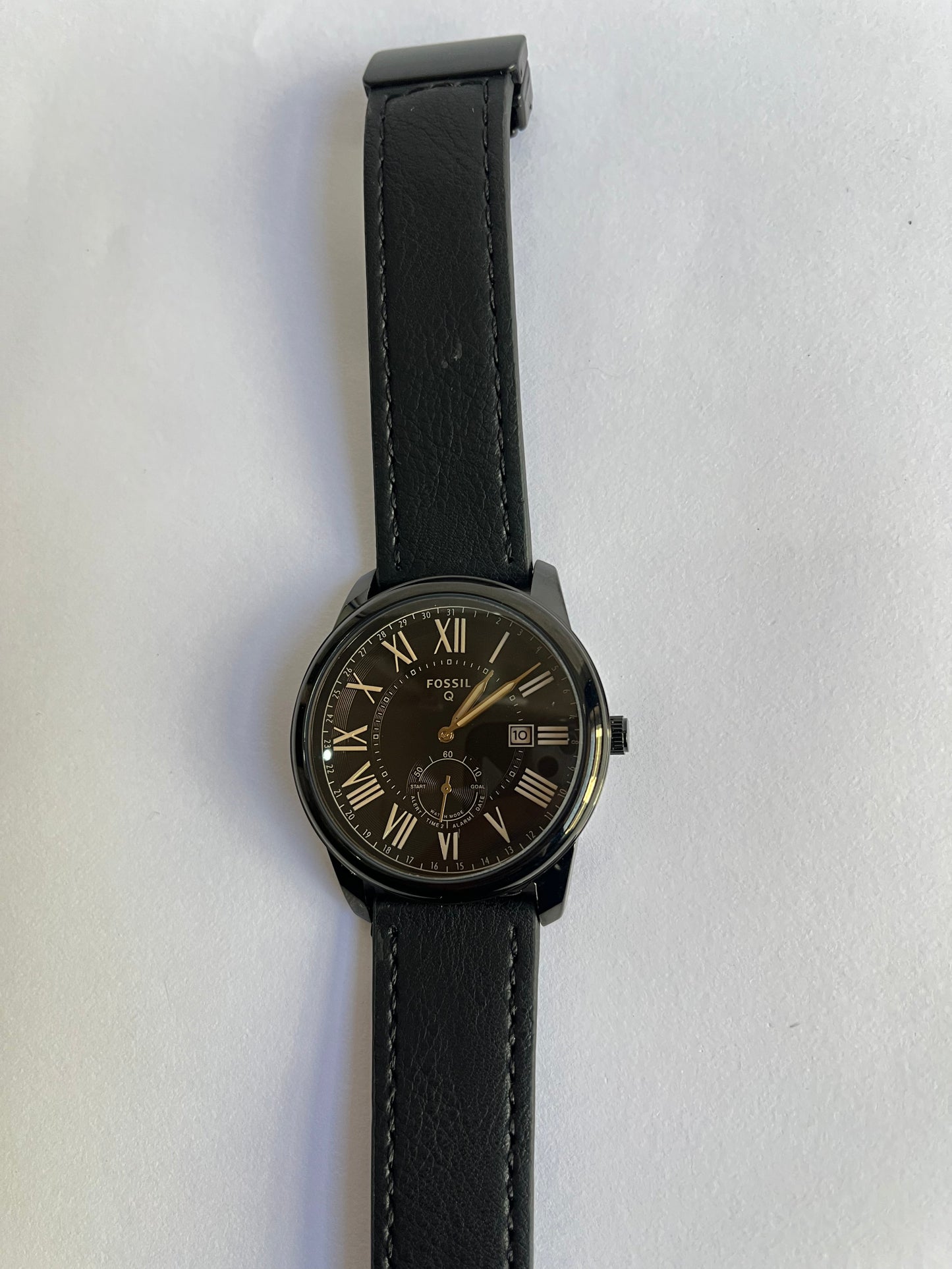 Aurevon Classic Black Roman Dial Leather Strap Watch for Men