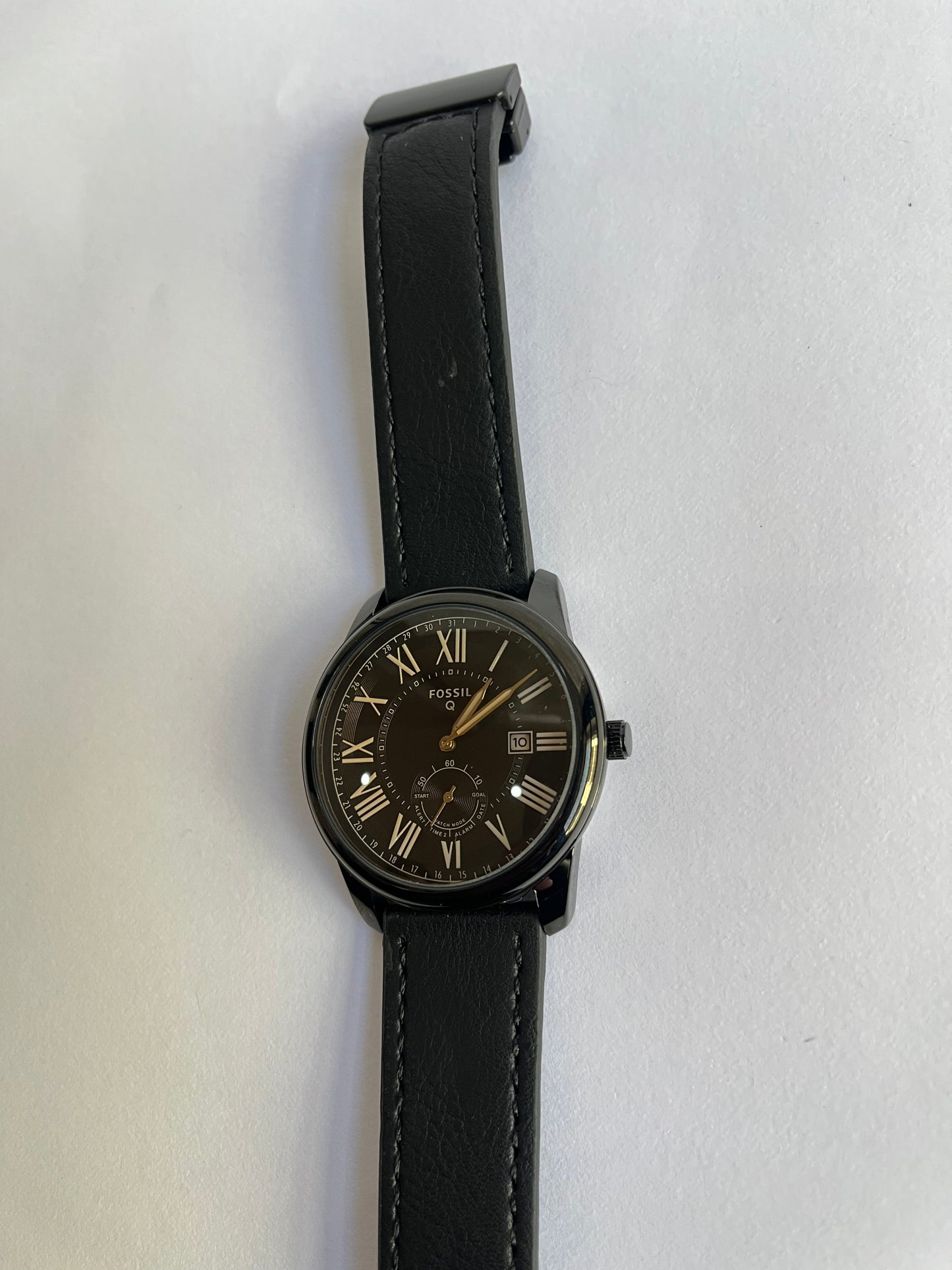 Aurevon Classic Black Roman Dial Leather Strap Watch for Men