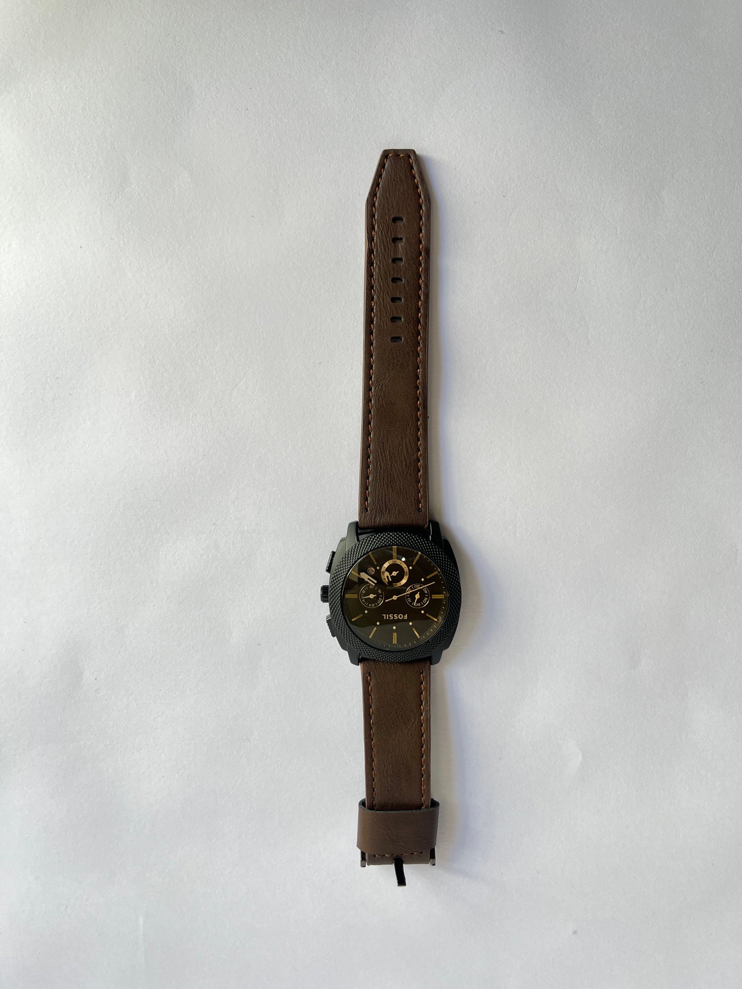 Aurevon Men’s Chronograph Watch with Brown Leather Strap & Black Dial