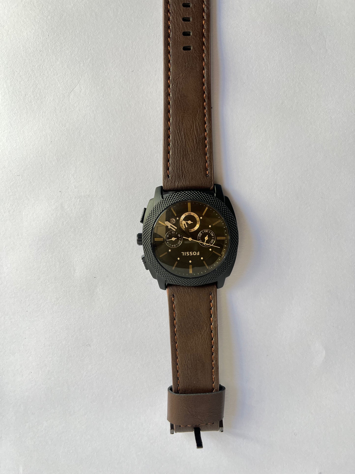 Aurevon Men’s Chronograph Watch with Brown Leather Strap & Black Dial