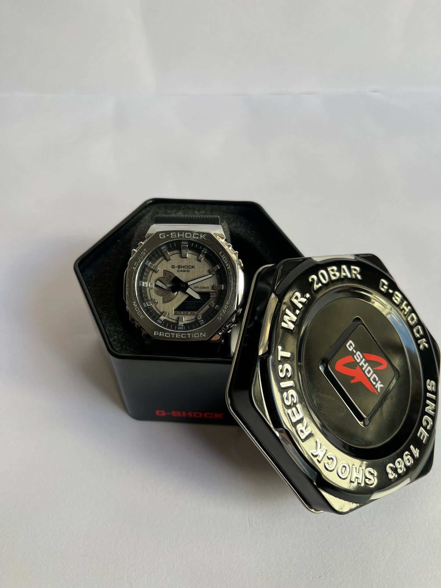 Aurevon G-Shock Tough Solar Bluetooth Analog-Digital Watch with Stainless Steel Case