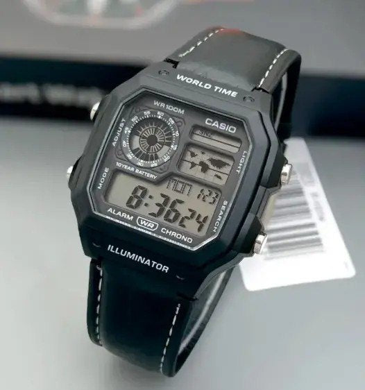 Aurevon Rugged Digital Sports Watch with World Time & Illuminator